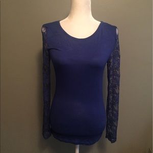 Navy blue laceback top