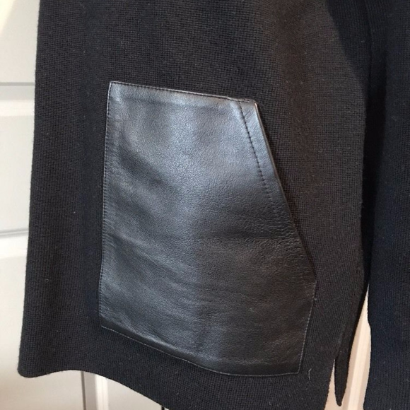 J.crew Merino Leather Pocket Wool Tunic Black Sz S - Picture 3 of 8