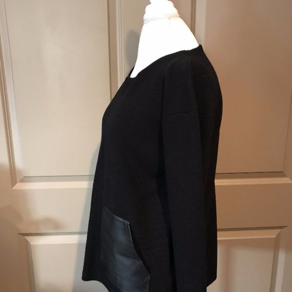J.crew Merino Leather Pocket Wool Tunic Black Sz S - Picture 5 of 8