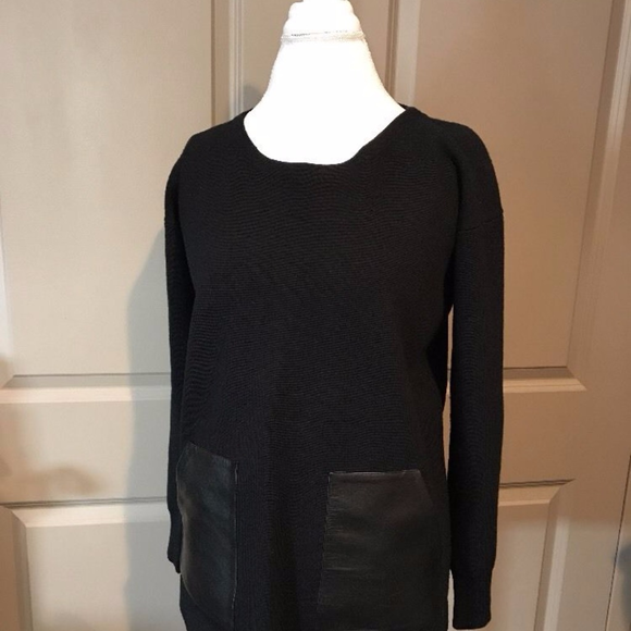 J.crew Merino Leather Pocket Wool Tunic Black Sz S - Picture 6 of 8