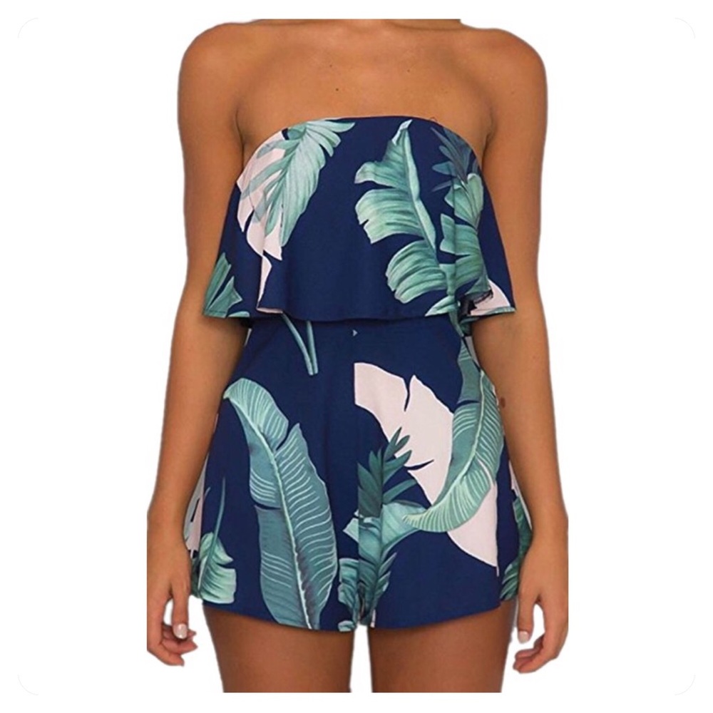 🆕 tropical sleeveless romper - Picture 1 of 5