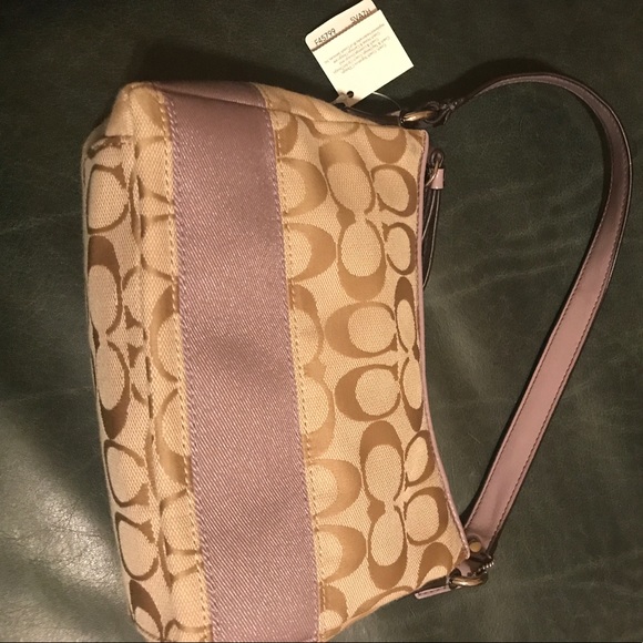 Coach Signature Stripe Top Handle lavender/khaki - Picture 2 of 4