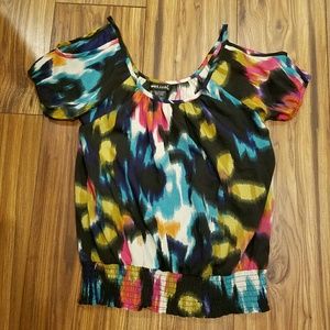 Wet Seal cold shoulder multicolor top