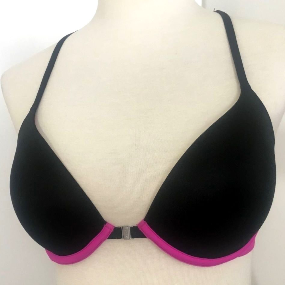 PINK VS Black Lace Racerback Push Up Bra 34C