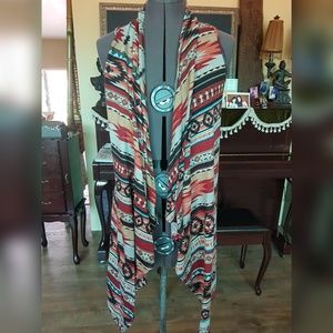 Living doll tribal patterned long vest