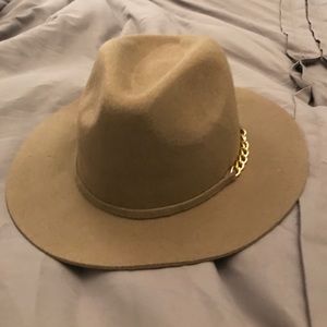 Brown Wool Hat with Hold Embellishment