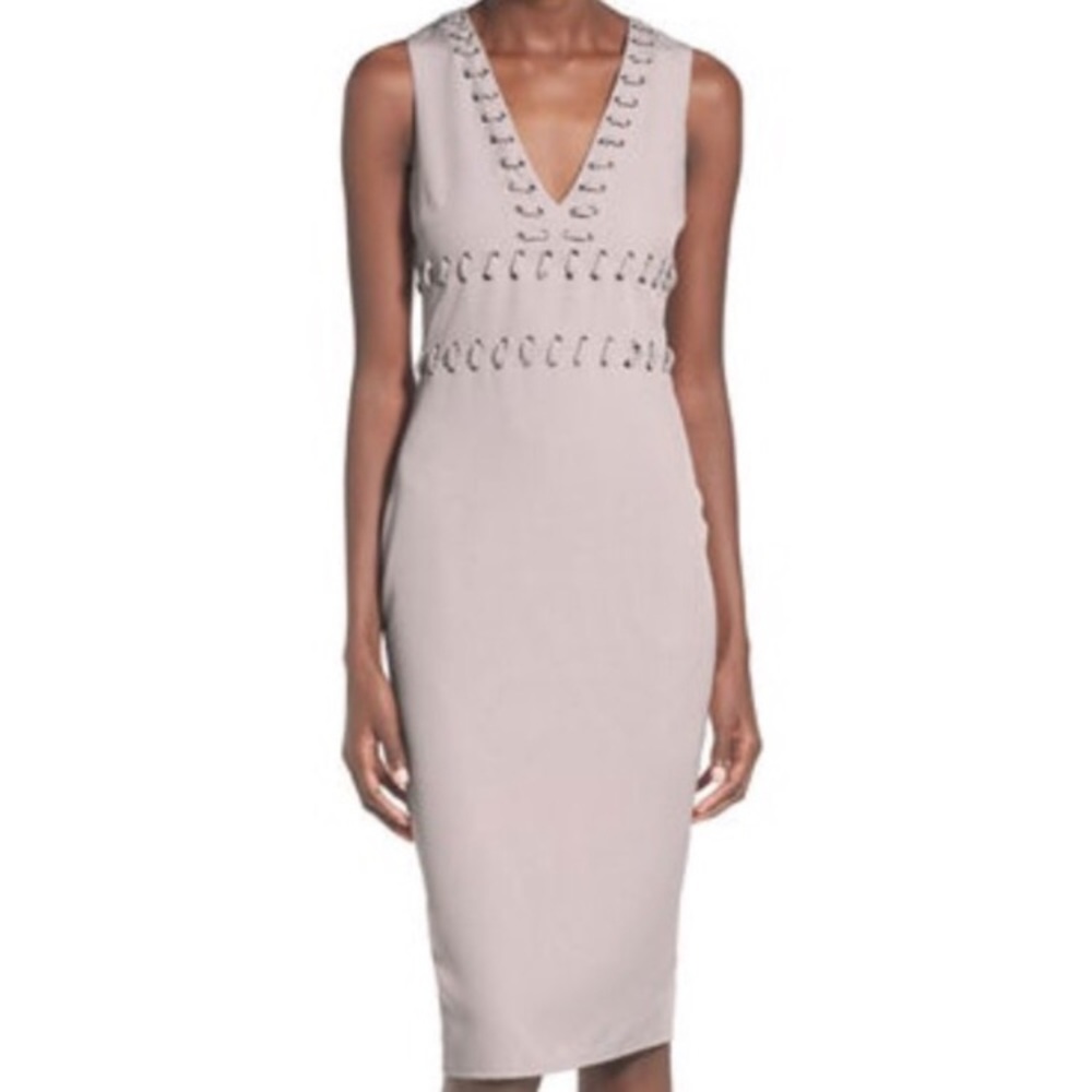 Light Grey Missguided metal detail V-neck dress