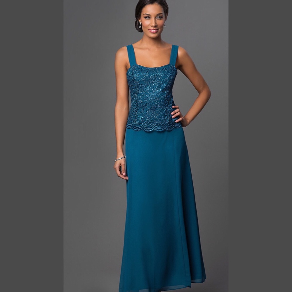 Sally Long Chiffon Teal Dress
