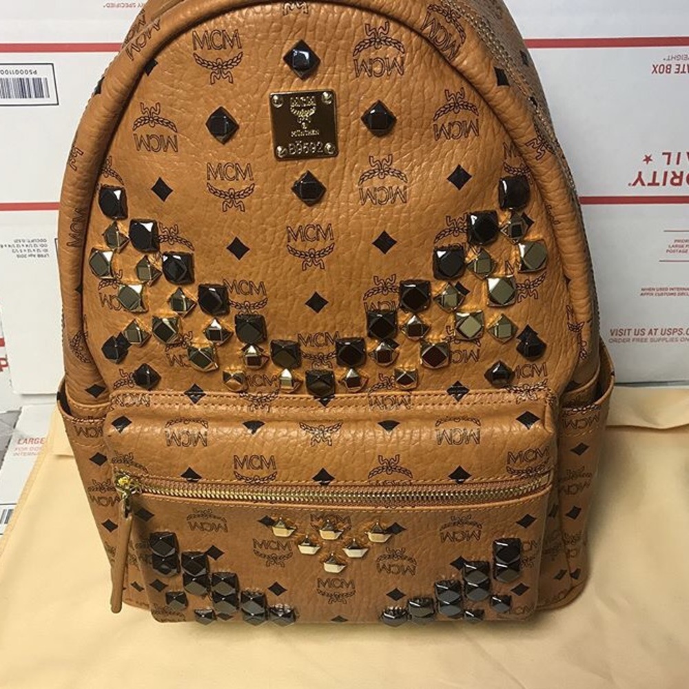 mcm cognac small back pack