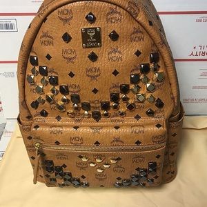 mcm cognac small back pack