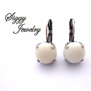 Ivory Cabochon Drop Lever Earrings-Nickel Free