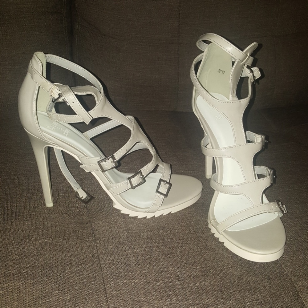 Gray and White Sandals