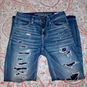 High Rise Distressed Pants