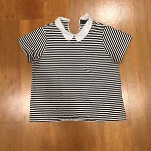 Topshop Peter Pan collar striped t shirt / small