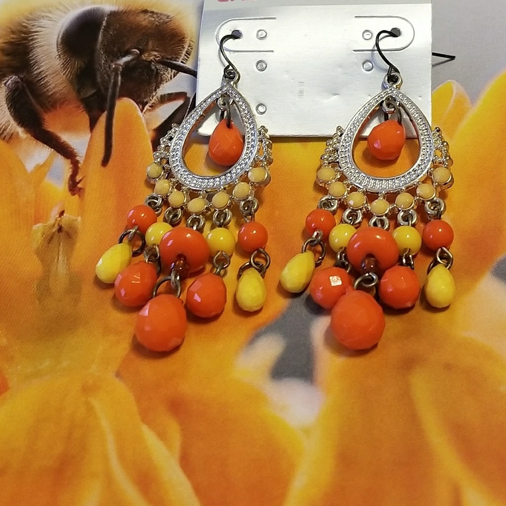 Boho chandelier Orange & Yellow Earrings