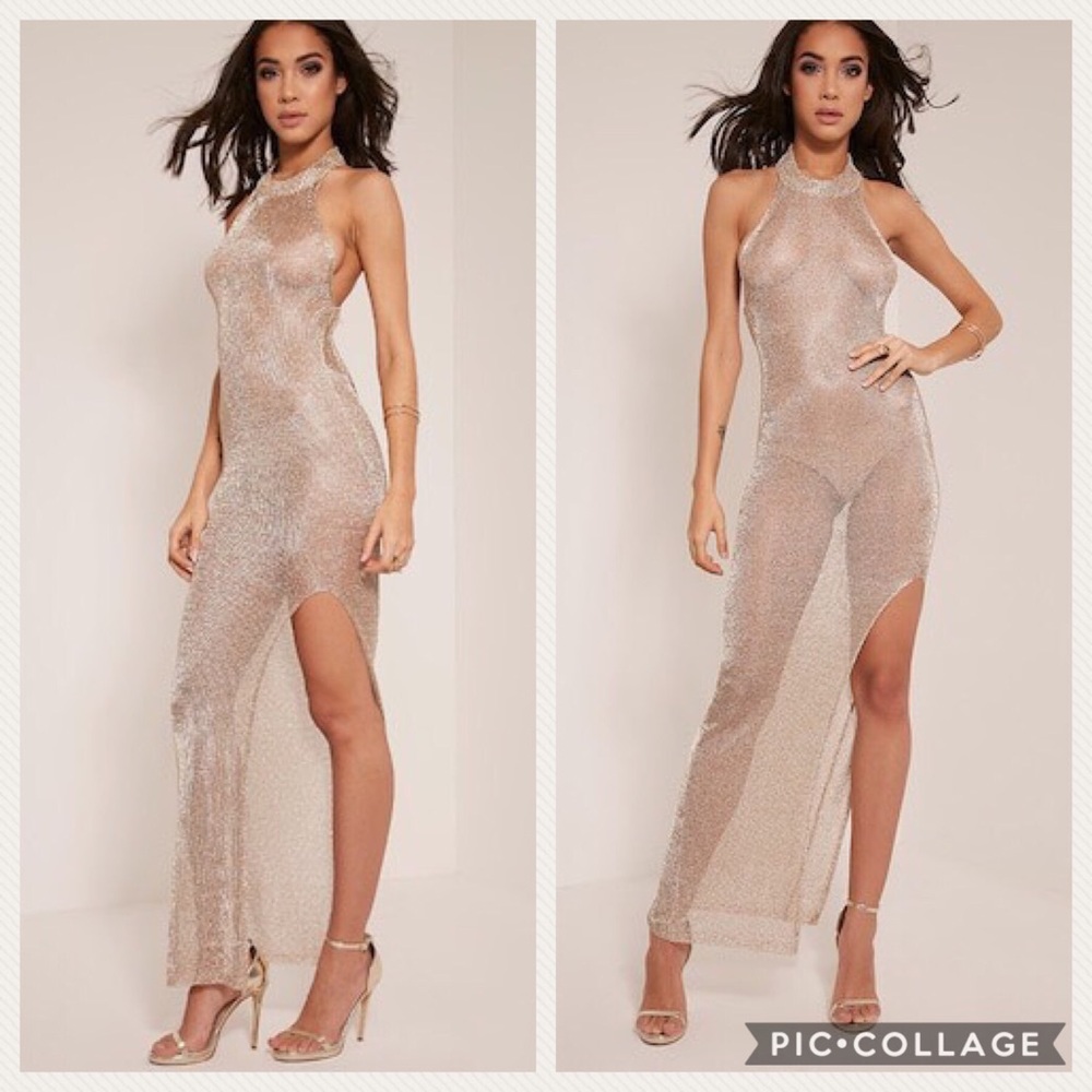 Sexy Sheer Gold Dress / Cover Up PRETTYLITTLETHING