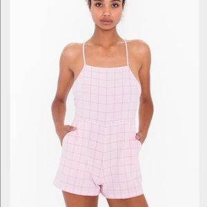 American Apparel pink grid romper