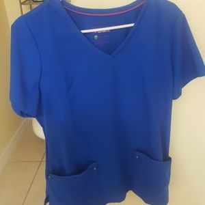 Purple label healing hands yoga scrub top