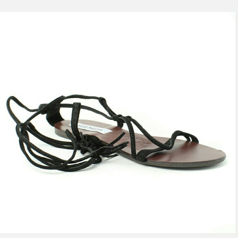 steve madden black suede gladiator lace up sandal