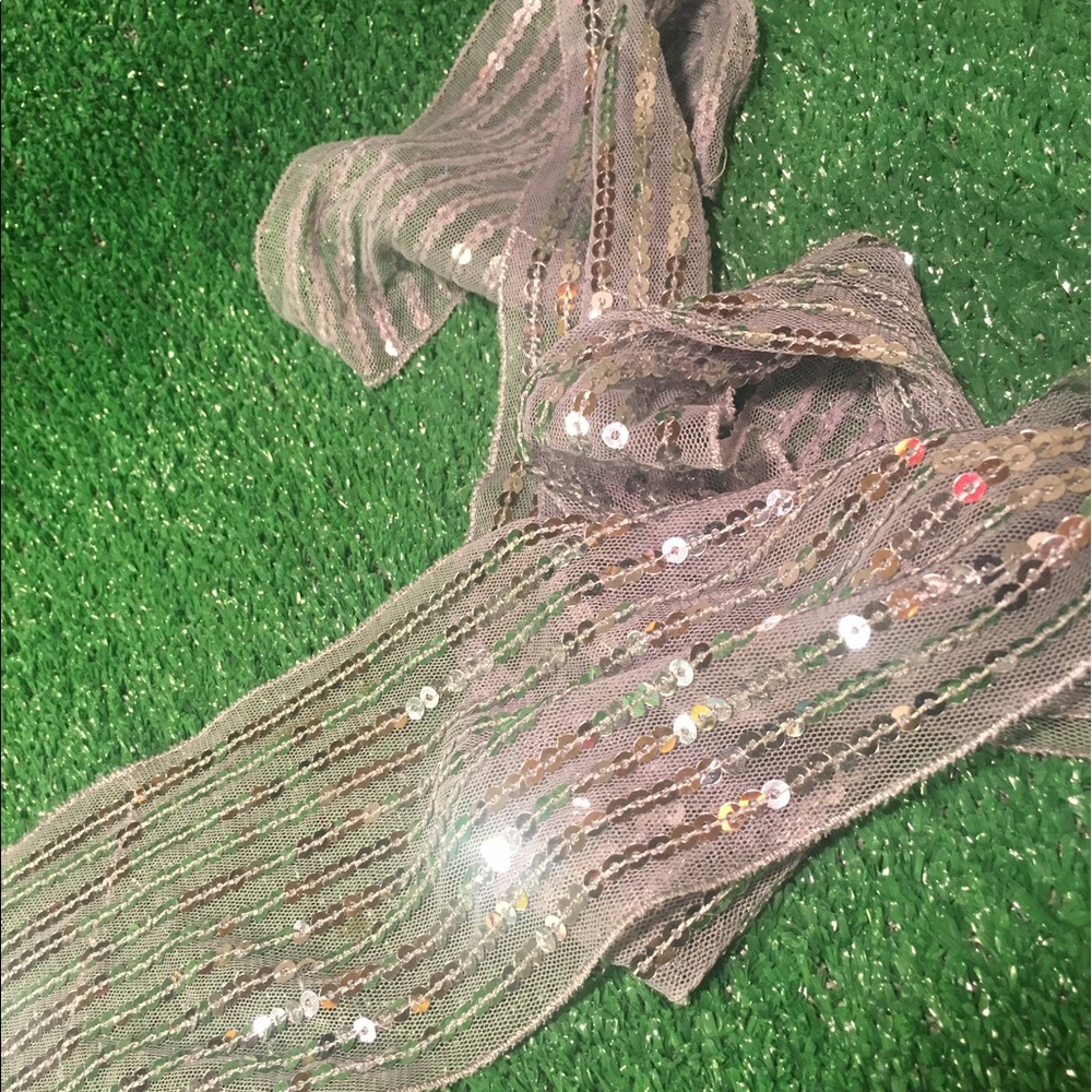 Gray / Silver Sequin Scarf / Belt