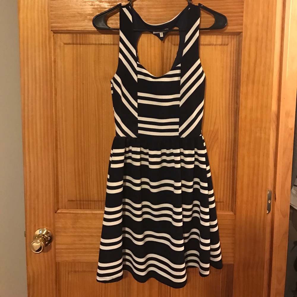 Navy and white stripes dress