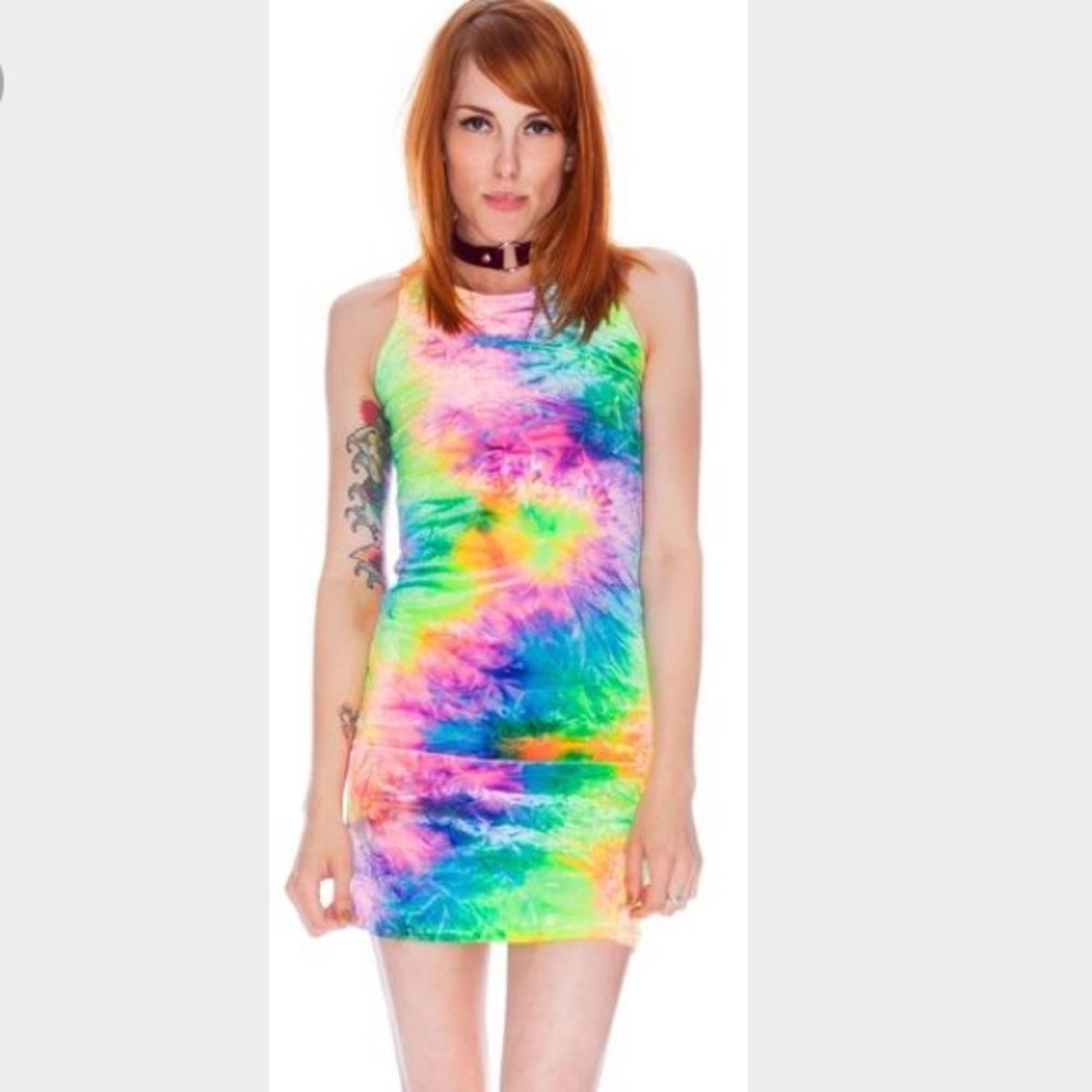 OPOP Velvet bodycon tyedye dress