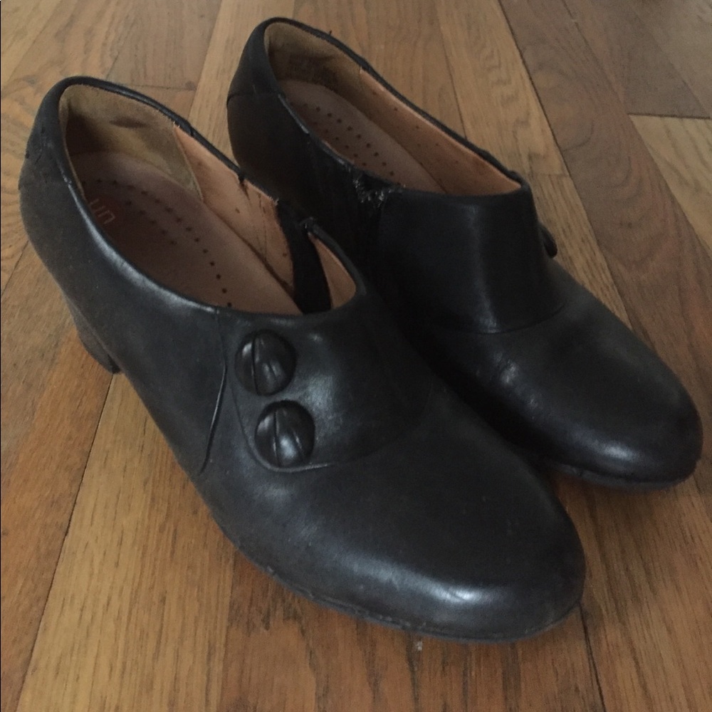 Clarks Black Leather Booties