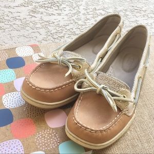 {sperry} women's leather and metallic boat shoe
