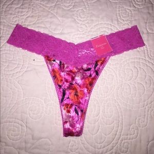 Stretch Satin Floral Thong with Lace Waist ✨NEW✨