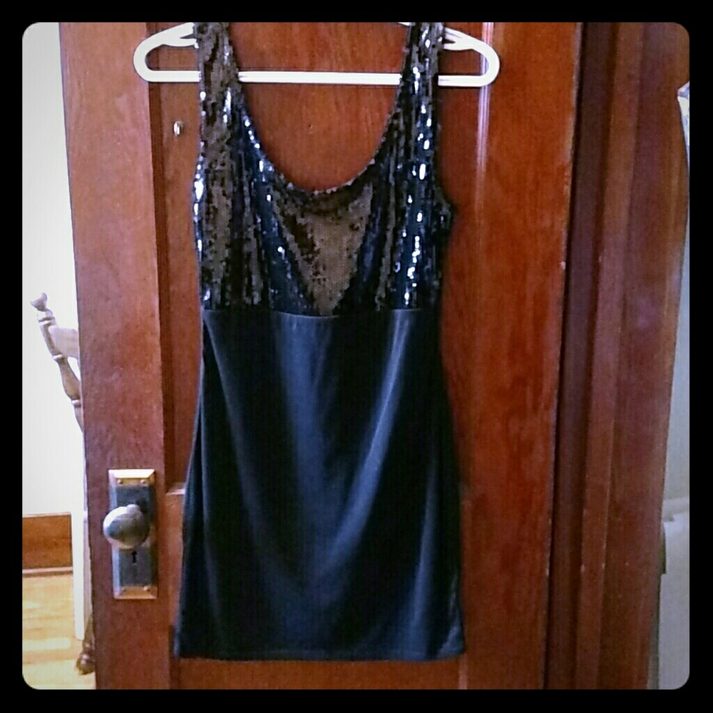 Black sequin mini dress