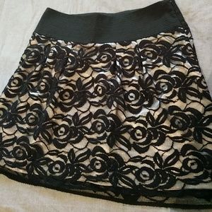 Sexy black lace skirt