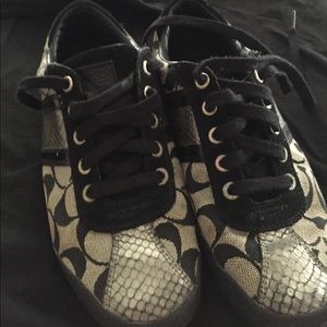 Coach black gym shoes size 8 1/2 medium. Used