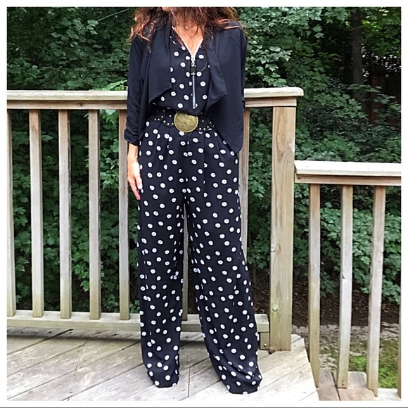 ✨LAST ONE✨Black white Paris zip front jumpsuit - Picture 7 of 8