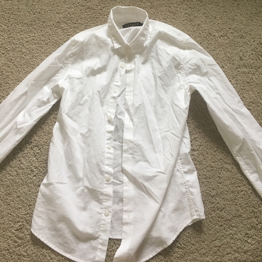 Topman White Waffle Material Dress Shirt