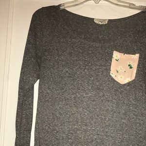 Pacsun Floral Pocket Scoop Neck Top