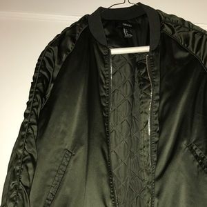 Forever 21 Army Green Quilted Bomber Jacket
