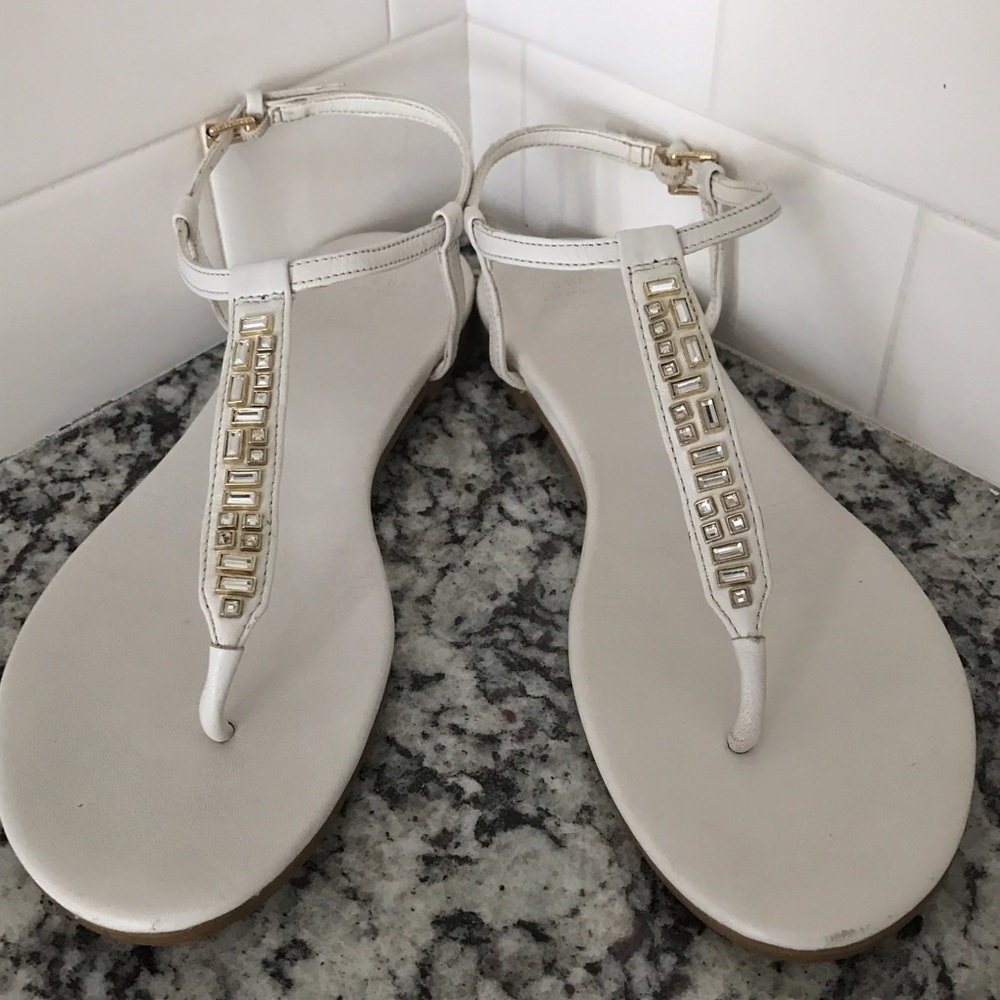 Cole Haan Effie Jewel White Leather Sandal