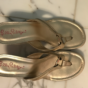 Lilly Pulitzer Gold Wedge Sandals