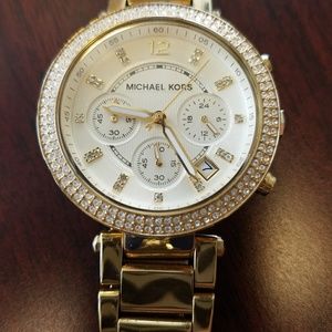 Michael Kors Parker Rhinestone Gold Tone Watch