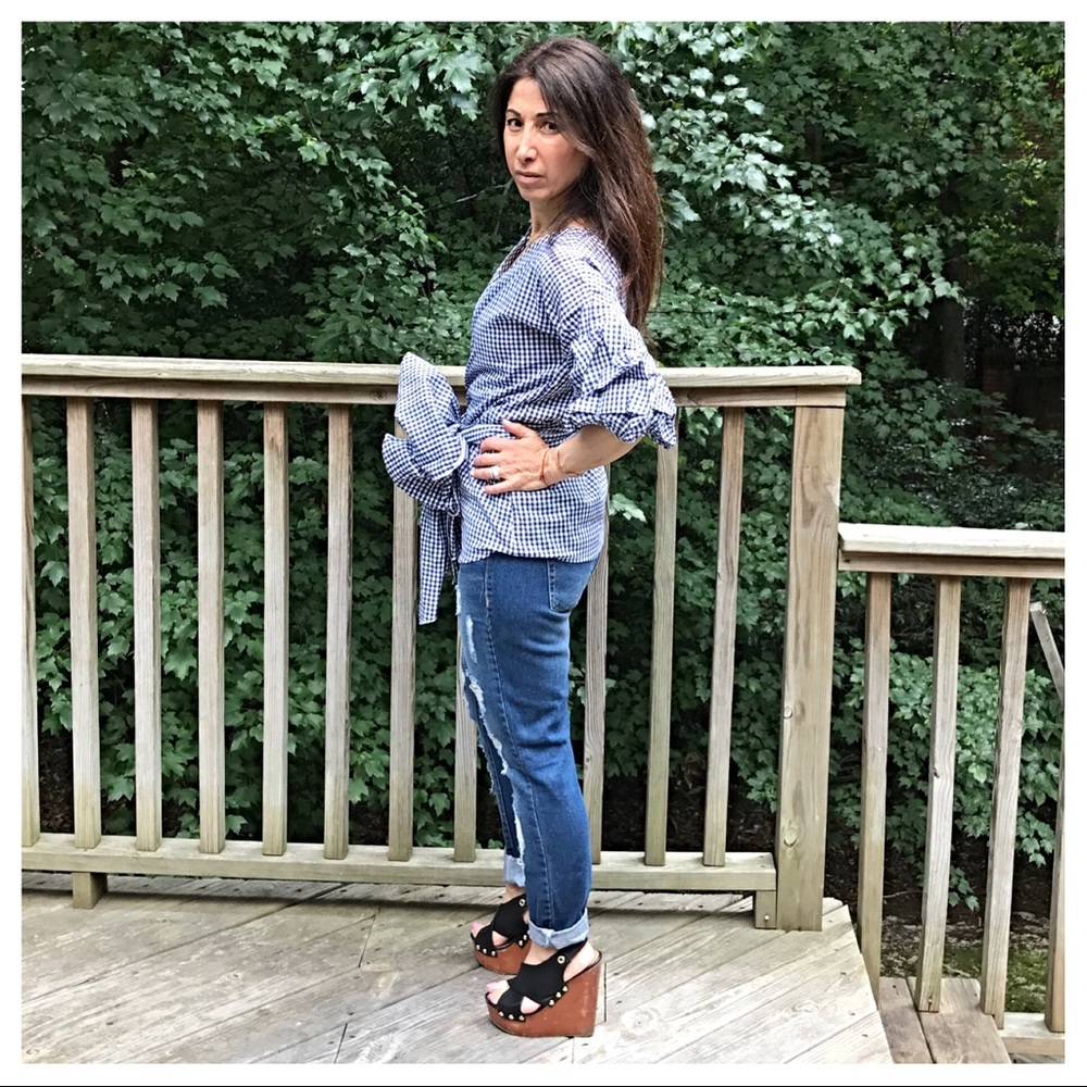 ✨LAST ONE ✨Paris Gingham wrap top - Picture 5 of 7