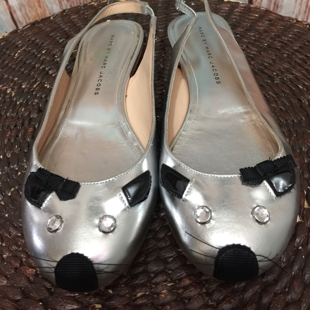 MARC BY MARC JACOBS Silver cat flat women size 37