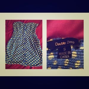 ☀️ Blue And Yellow Polkadot Strapless Dress 🌈☀️