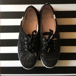 Kate Spade glitter KEDS in black glitter