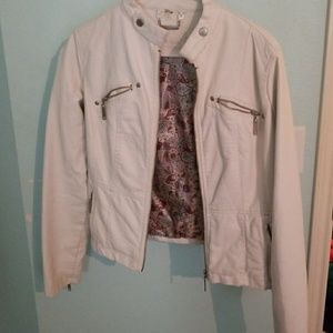 Cream/White Leather Jacket