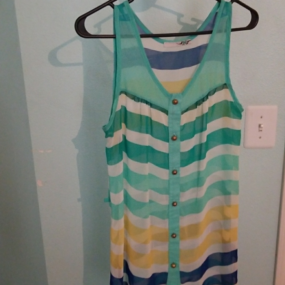Long Colorful See Through Top