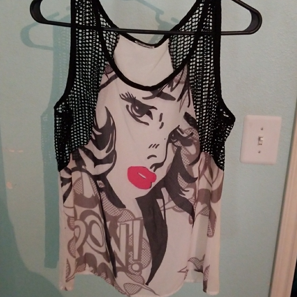 White and Fishnet Blouse