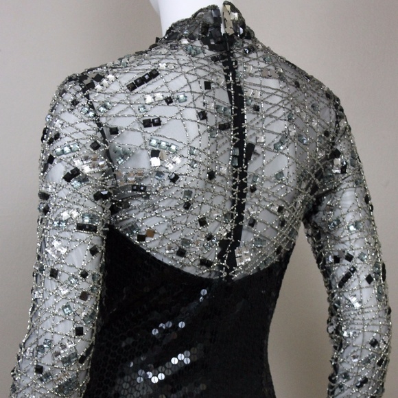 KILLER SHEER SEQUIN BUSTIER PARTY SPARKLING DRESS - Picture 6 of 8