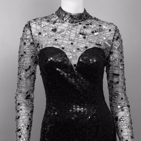 KILLER SHEER SEQUIN BUSTIER PARTY SPARKLING DRESS - Picture 4 of 8