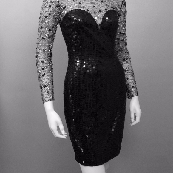 KILLER SHEER SEQUIN BUSTIER PARTY SPARKLING DRESS - Picture 5 of 8