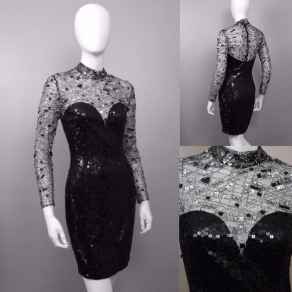 KILLER SHEER SEQUIN BUSTIER PARTY SPARKLING DRESS - Picture 2 of 8